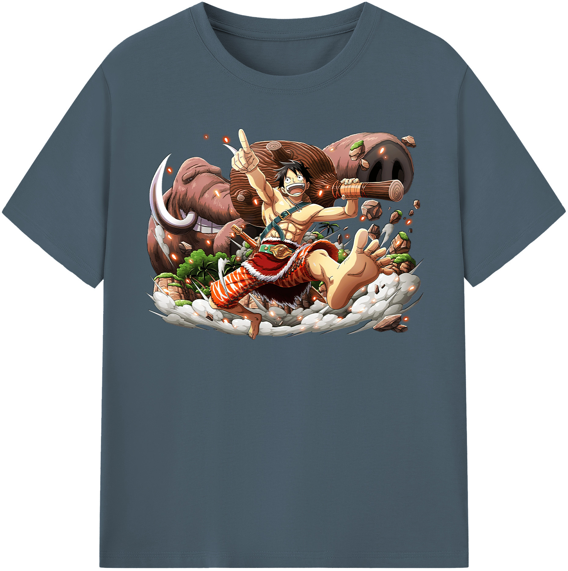 ワンピース モンキー・D・ルフィ ONE PIECE Monkey D. Luffy 綿100％半袖Tシャツ（フロントプリント）